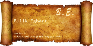 Bulik Egbert névjegykártya